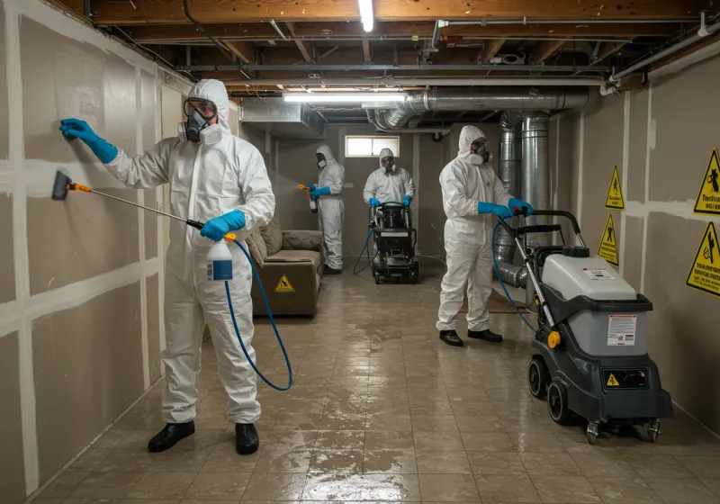 Basement Moisture Removal and Structural Drying process in Seelyville, IN